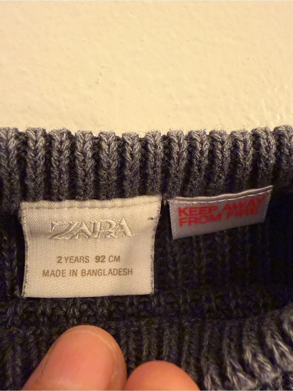 Zara Kids Boys Charcoal Ribbed Knit Sweater 2Y 92 cm